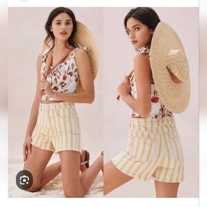 NWOT Anthropologie Pilcro striped raw fray hem high-rise shorts